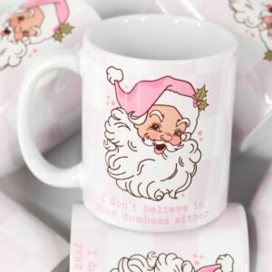 Vintage Christmas I Don't Believe in You Santa Mug